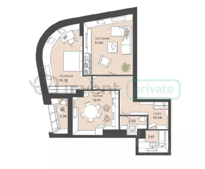 2-к кв. Калининградская область, Калининград ул. Гайдара, 90 (64.4 м) - Фото 2
