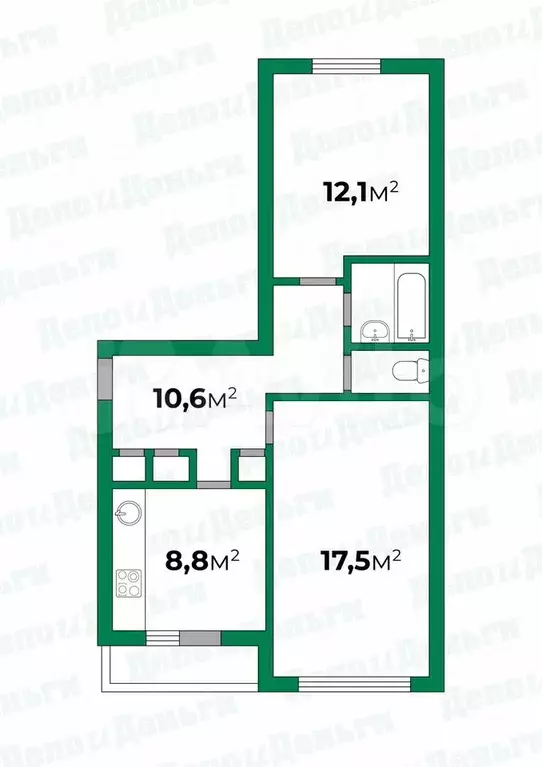 2-к. квартира, 54,5 м, 3/5 эт. - Фото 0