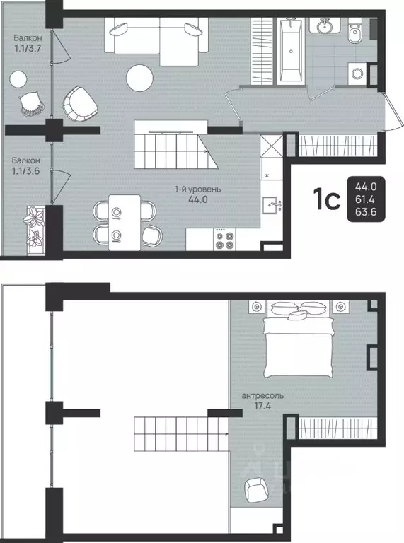 Студия Пермский край, Пермь ул. Космонавта Беляева, 210 (63.6 м) - Фото 1