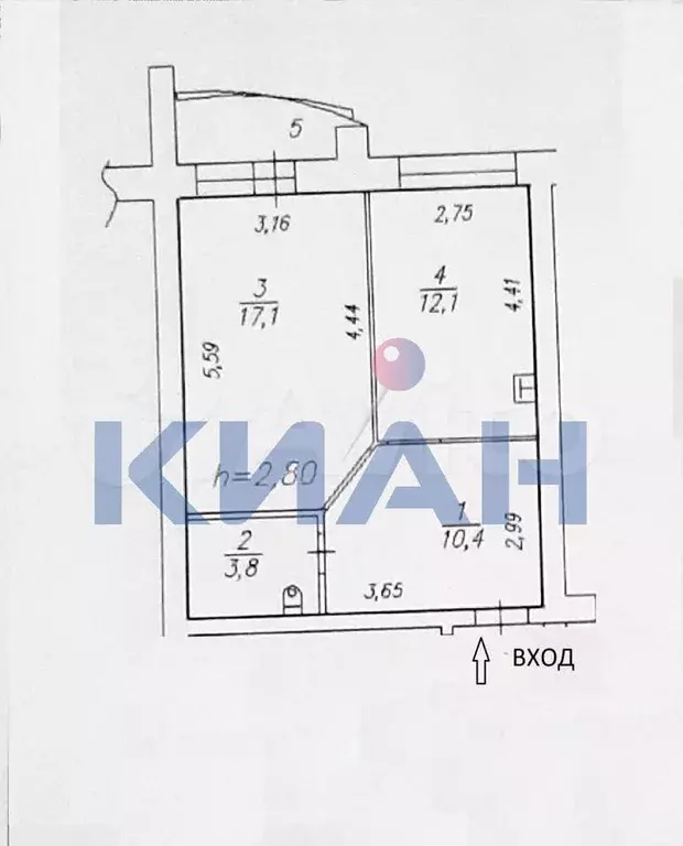 1-к. квартира, 43,4 м, 1/9 эт. - Фото 0