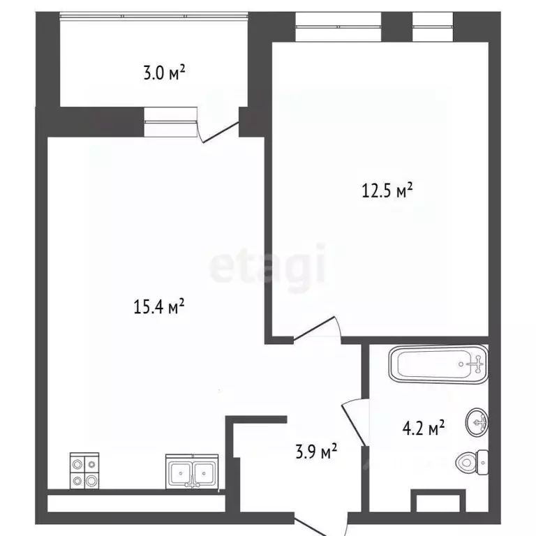 1-к кв. Тюменская область, Тюмень ул. Василия Малкова, 9 (36.13 м) - Фото 0