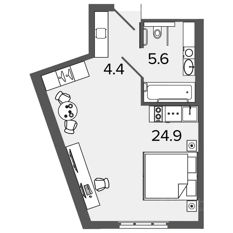 Студия Санкт-Петербург Ташкентская ул., 6к2 (34.0 м) - Фото 0