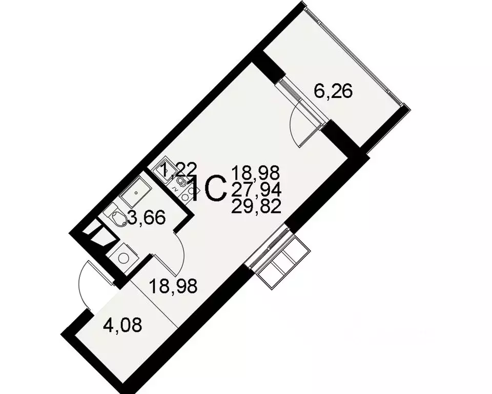1-к кв. Тульская область, Тула Хлебная пл. (29.82 м) - Фото 0