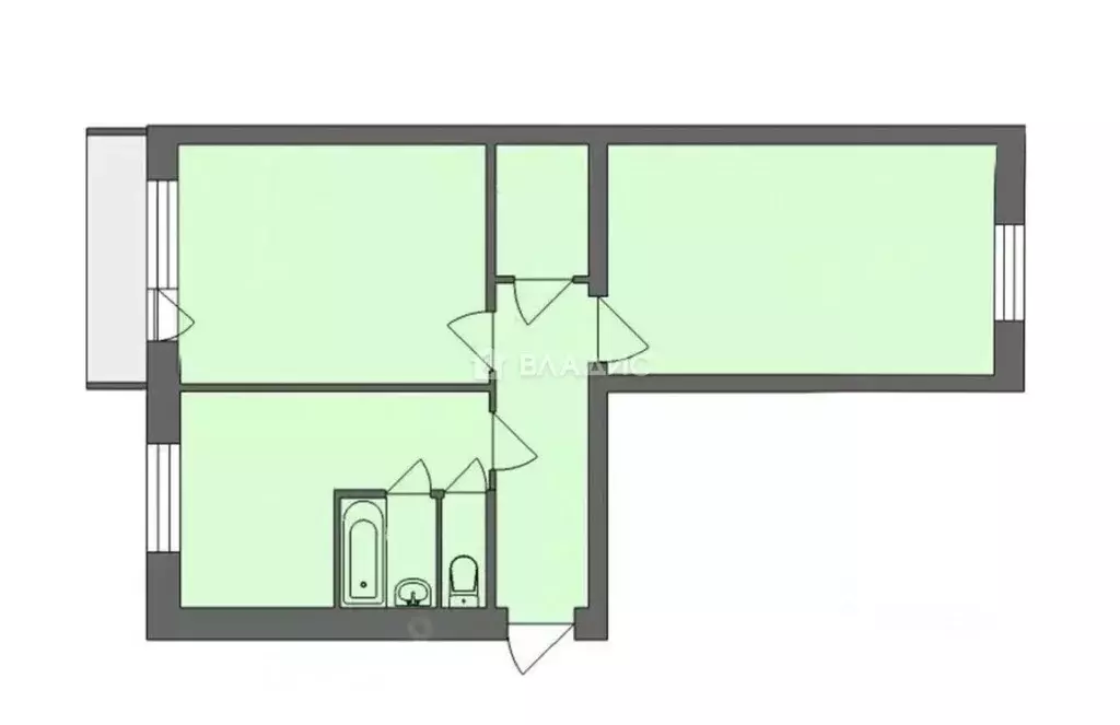 2-к кв. Карелия, Петрозаводск Сегежская ул., 3 (48.1 м) - Фото 2