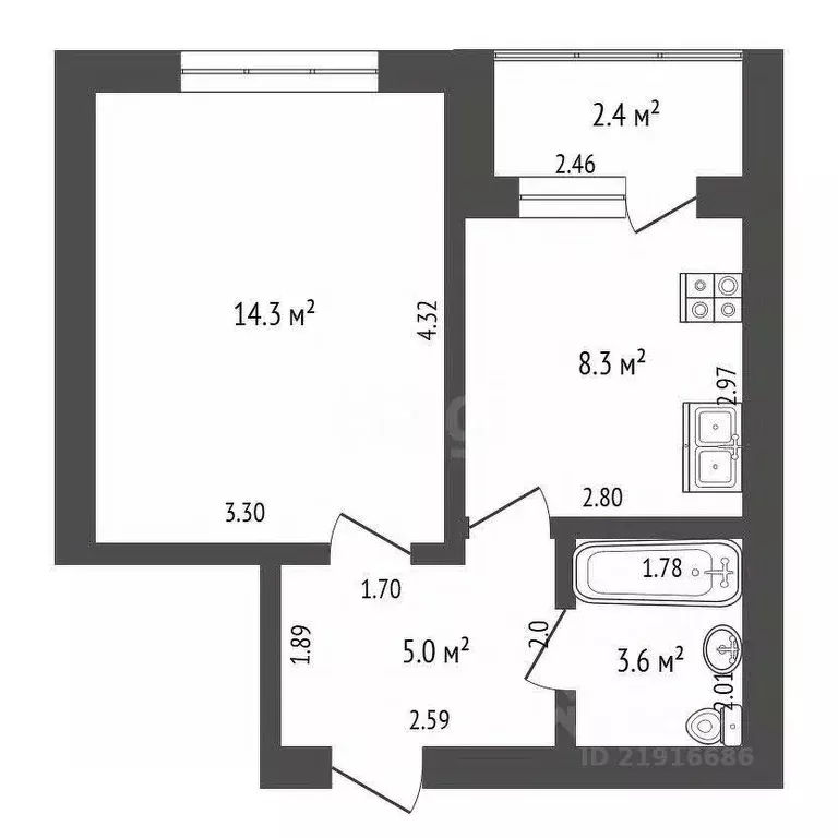 1-к кв. Калининградская область, Калининград ул. Маршала Новикова, 15 ... - Фото 1