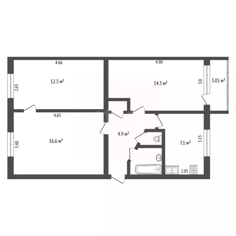 3-к кв. Ямало-Ненецкий АО, Новый Уренгой просп. Мира, 28 (58.8 м) - Фото 2