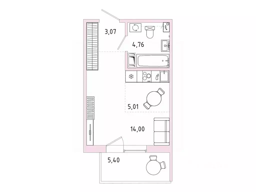 Студия Ленинградская область, Гатчина Въезд мкр,  (28.46 м) - Фото 1