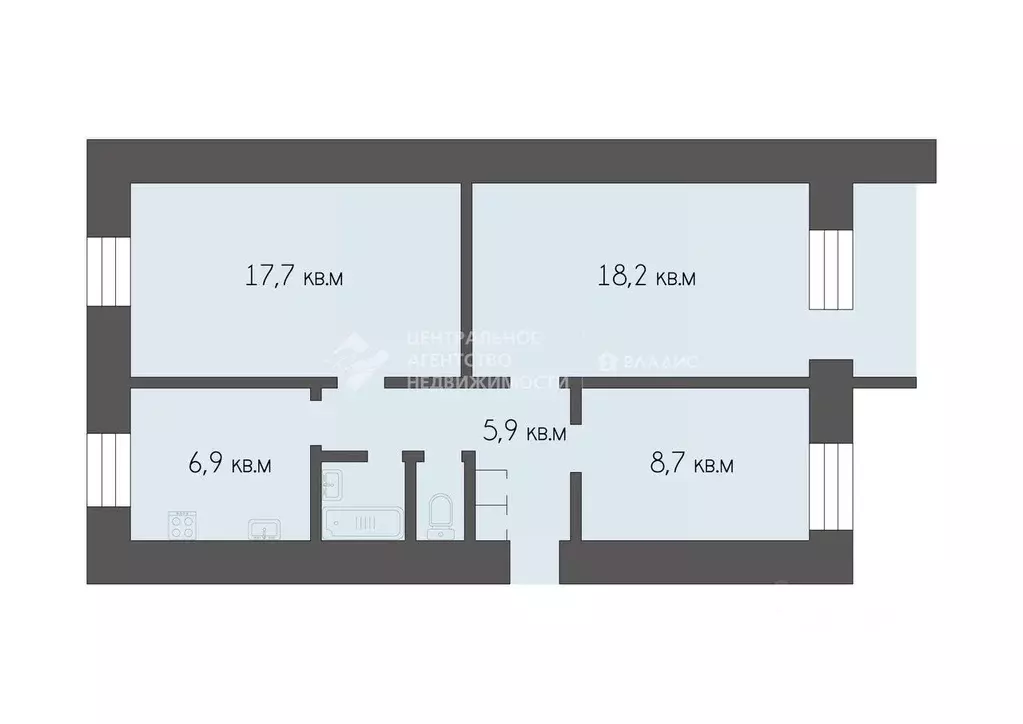 3-к кв. Рязанская область, Рязань Интернациональная ул., 8 (61.4 м) - Фото 2