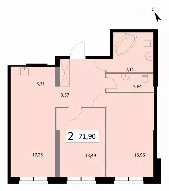 2-к кв. москва 3-я гражданская ул, 21 (71.9 м) - Фото 0