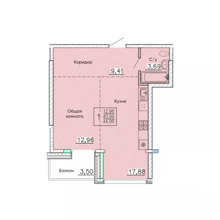 Свободной планировки кв. Бурятия, Улан-Удэ Энергетик мкр,  (44.99 м) - Фото 0