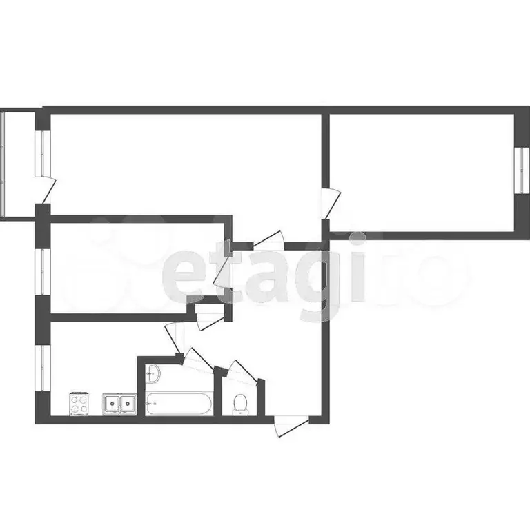 3-к. квартира, 58,6 м, 2/5 эт. - Фото 0