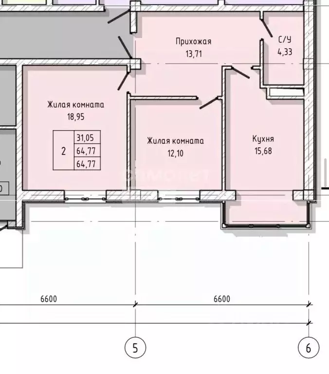 2-к кв. Кабардино-Балкария, Нальчик ул. А.А. Кадырова, 24 (65.0 м) - Фото 2