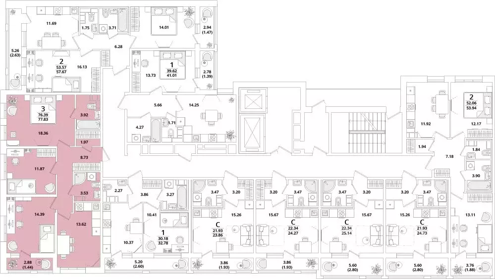 3-к кв. Санкт-Петербург Кубинская ул., 82к3с1 (78.2 м) - Фото 1