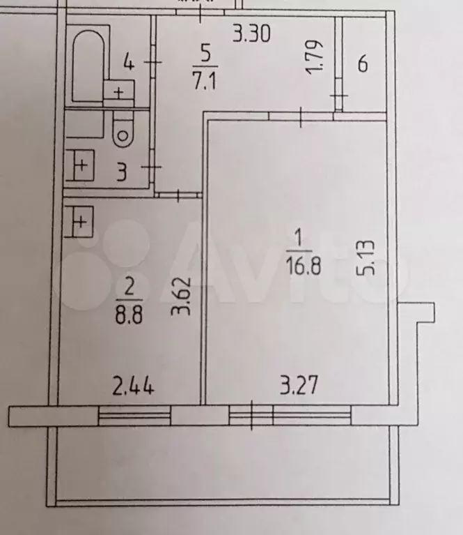 1-к. квартира, 38 м, 6/9 эт. - Фото 0