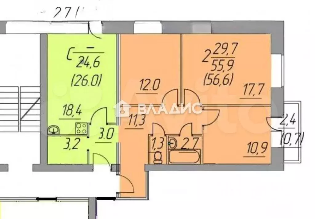 3-к. квартира, 81 м, 5/9 эт. - Фото 1