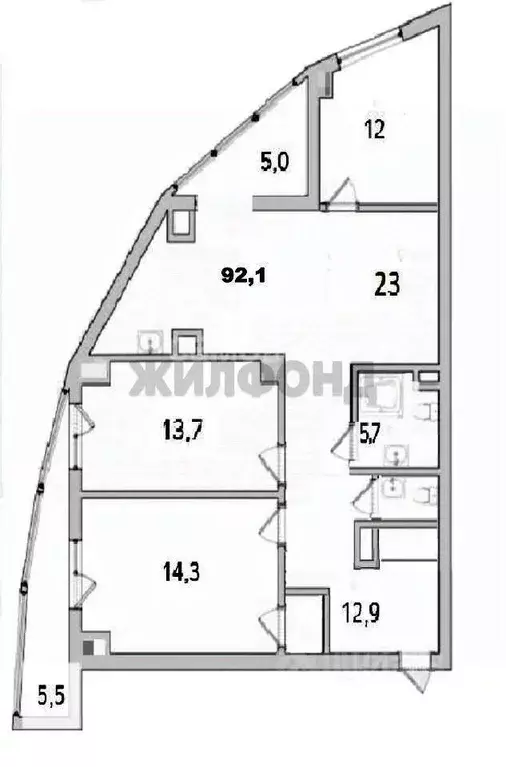 3-к кв. Новосибирская область, Новосибирск ул. Галущака, 15 (87.0 м) - Фото 0