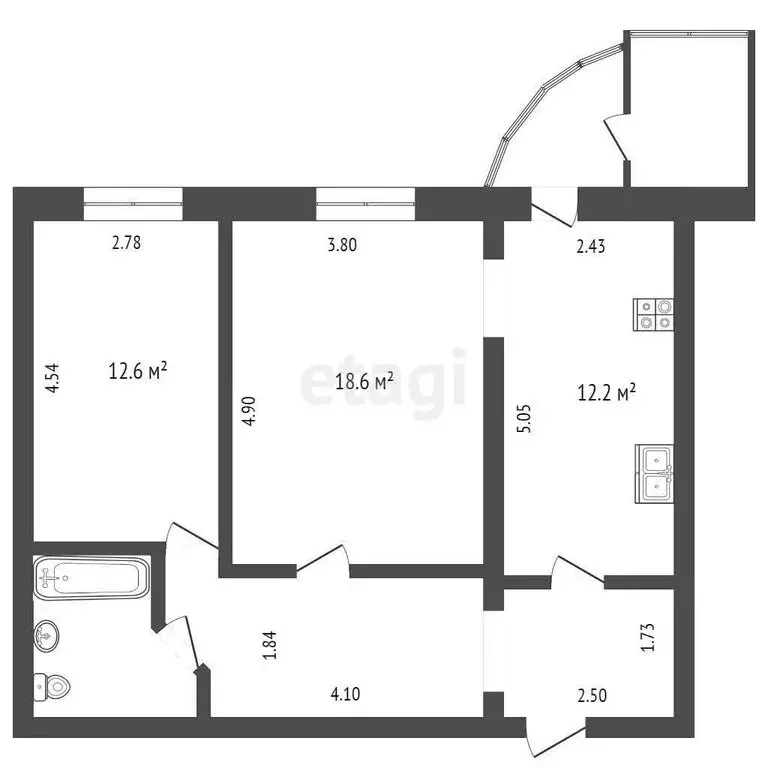 2-комнатная квартира: Тюмень, улица Коммунаров, 35 (59.9 м) - Фото 0