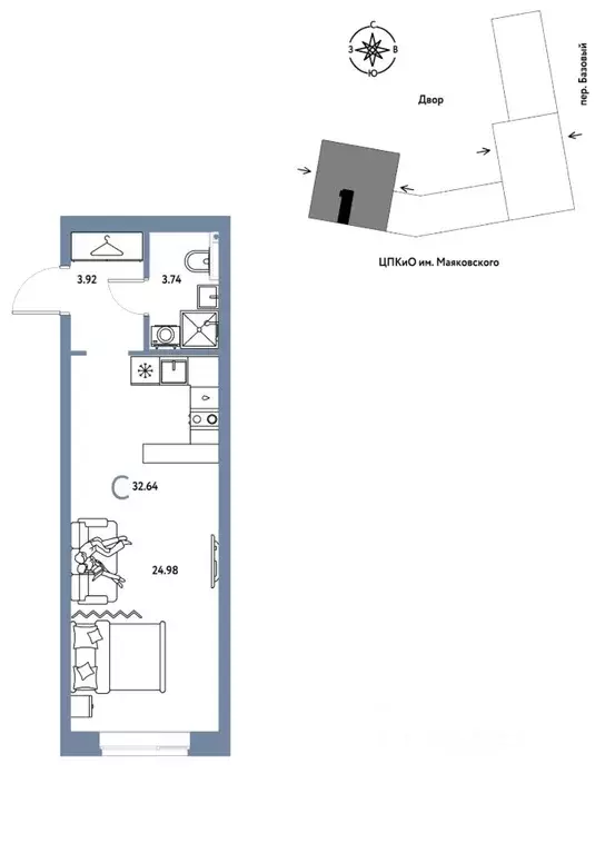 Студия Свердловская область, Екатеринбург пер. Базовый, 10 (32.64 м) - Фото 1