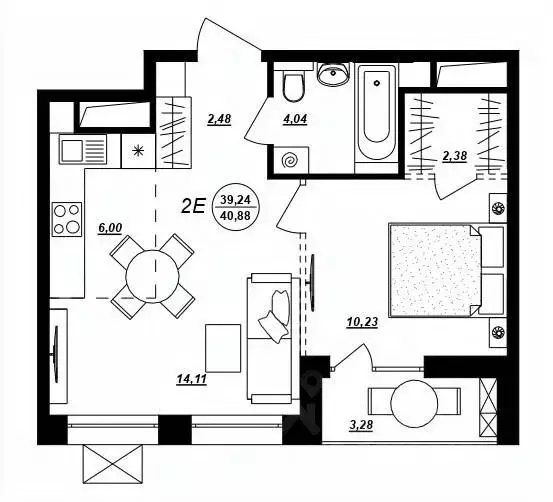 2-к кв. Хабаровский край, Хабаровск ул. Демьяна Бедного (40.88 м) - Фото 1