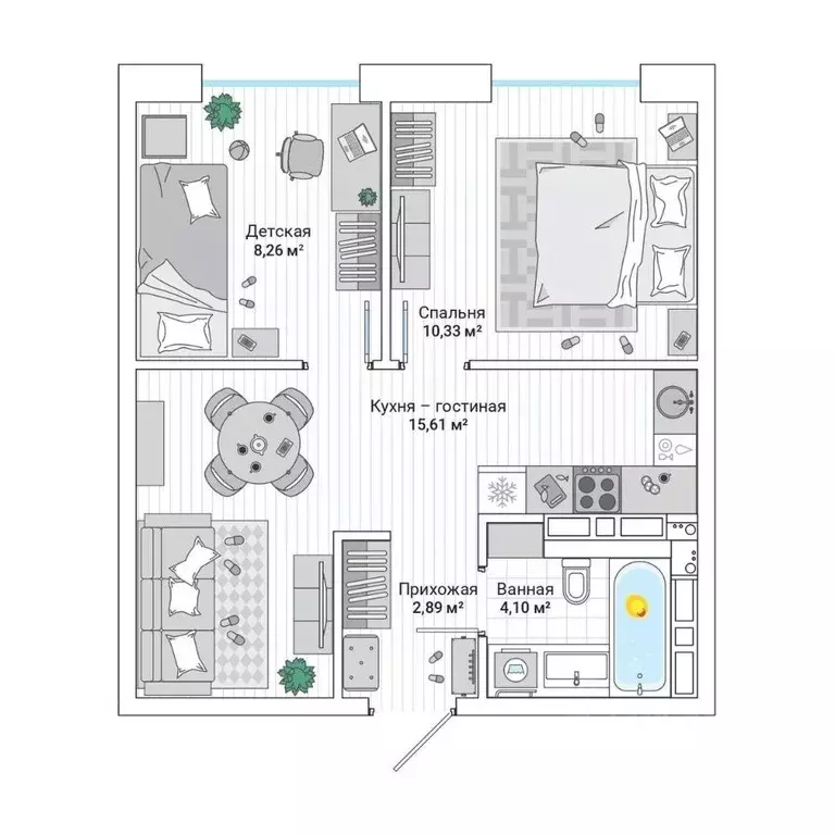 2-к кв. Приморский край, Владивосток ул. Нейбута (42.5 м) - Фото 1