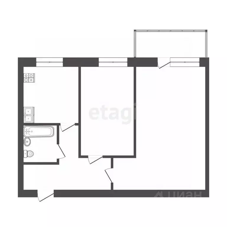2-к кв. Тюменская область, Тюмень ул. Республики, 196 (43.7 м) - Фото 2