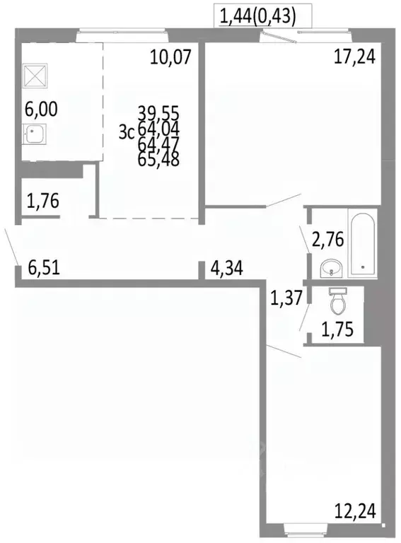 2-к кв. Челябинская область, Челябинск Нефтебазовая ул., 1/2 (64.04 м) - Фото 1