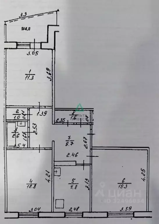 3-к кв. Башкортостан, Уфа Магистральная ул., 2 (64.5 м) - Фото 2