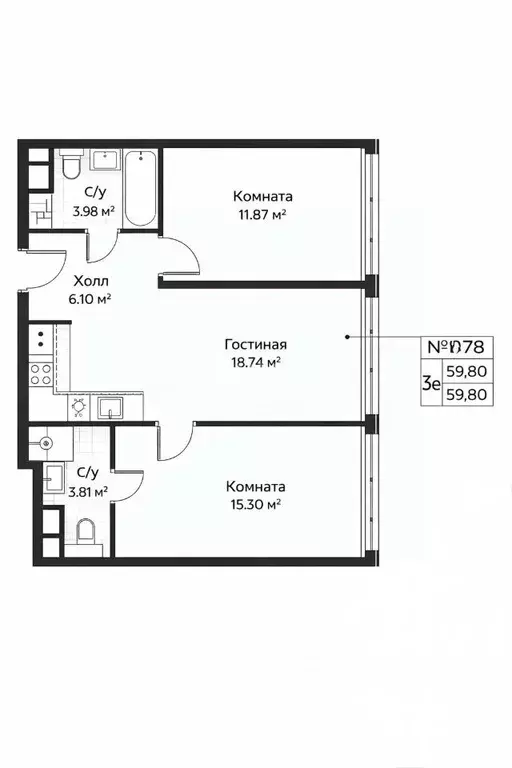 3-к кв. Москва Шереметьевская ул., 21 (59.8 м) - Фото 2
