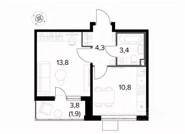 1-к кв. Московская область, Ленинский городской округ, д. Сапроново ... - Фото 1