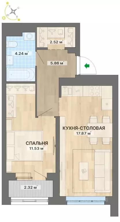 1-к кв. Свердловская область, Екатеринбург ул. Кузнецова, 11А (44.34 ... - Фото 0