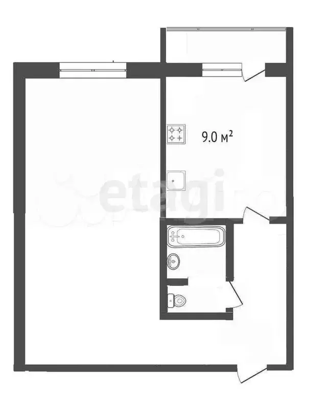 1-к. квартира, 36,6 м, 1/9 эт. - Фото 0