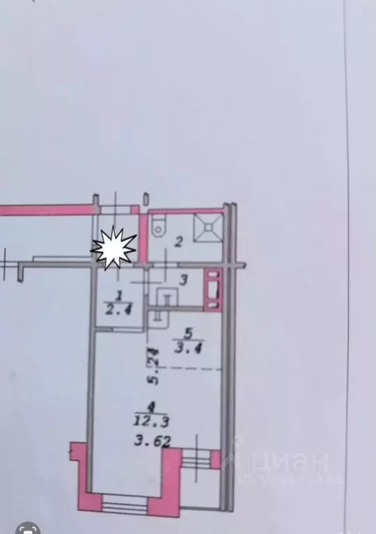 Студия Новосибирская область, Новосибирск ул. Одоевского, 1/7 (26.0 м) - Фото 2