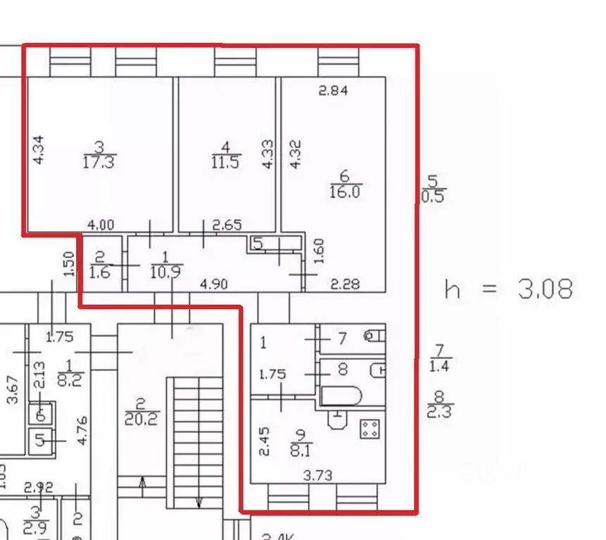 3-к кв. Санкт-Петербург ул. Большая Зеленина, 44/6 (69.6 м) - Фото 2