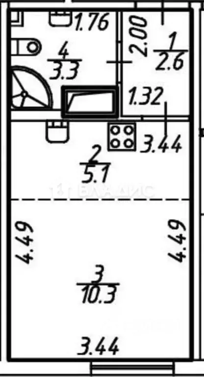 Студия Санкт-Петербург просп. Большевиков, 68к1 (21.0 м) - Фото 2