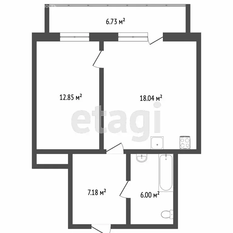 1-комнатная квартира: Тюмень, улица Пермякова, 75 (42.9 м) - Фото 1