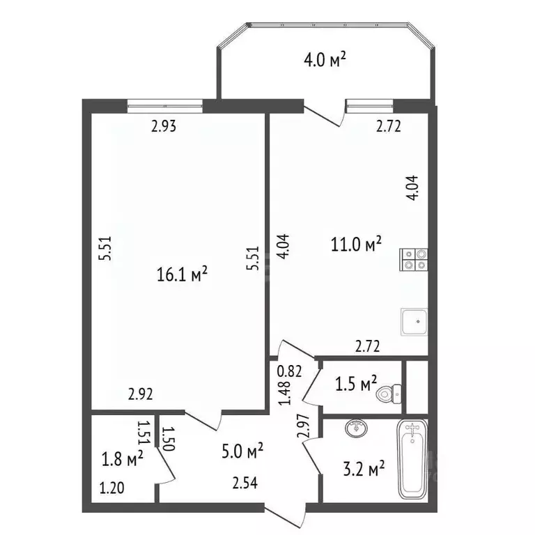 1-к кв. Санкт-Петербург Дунайский просп., 55к1 (42.6 м) - Фото 2