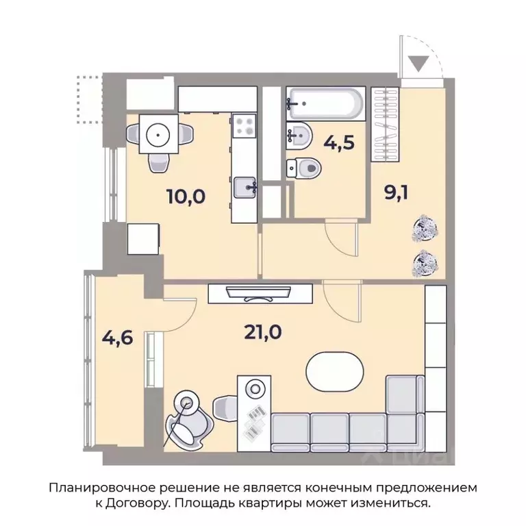 1-к кв. Москва Автозаводская ул., 23С120 (48.7 м) - Фото 0