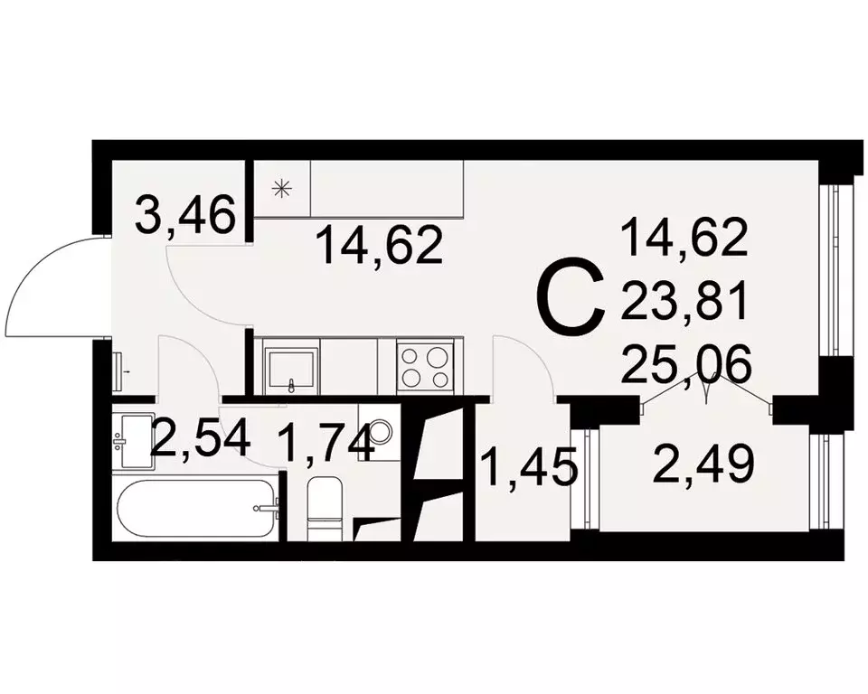 Квартира-студия: Тула, Одоевское шоссе, 73 (25.06 м) - Фото 0