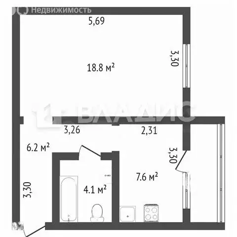 1-комнатная квартира: Благовещенск, Литейная улица, 84/4 (36.6 м) - Фото 0