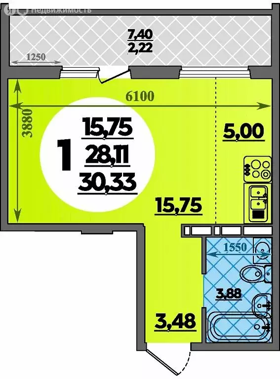 Квартира-студия: Краснодар, жилой район Восточный, жилой комплекс ... - Фото 1