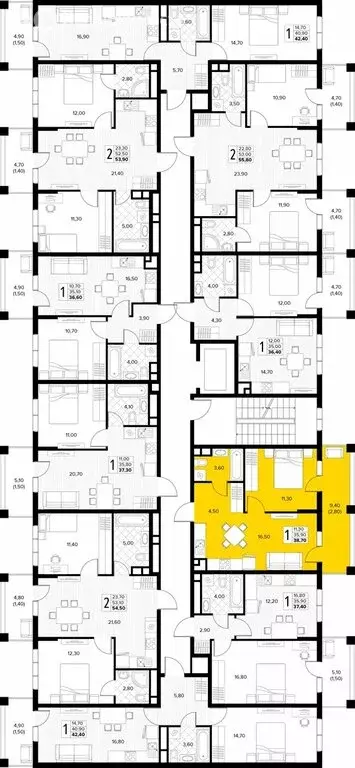 1-комнатная квартира: Сукко, жилой комплекс Кипарис (38.7 м) - Фото 1