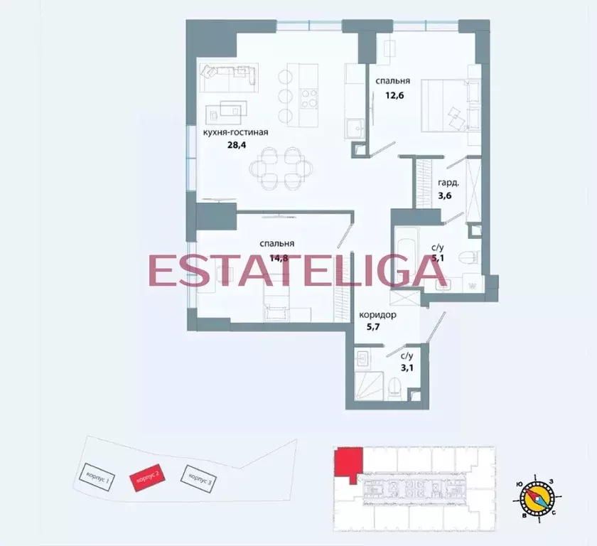 3-к кв. Москва ул. Василия Ланового, 6к2 (74.0 м) - Фото 1