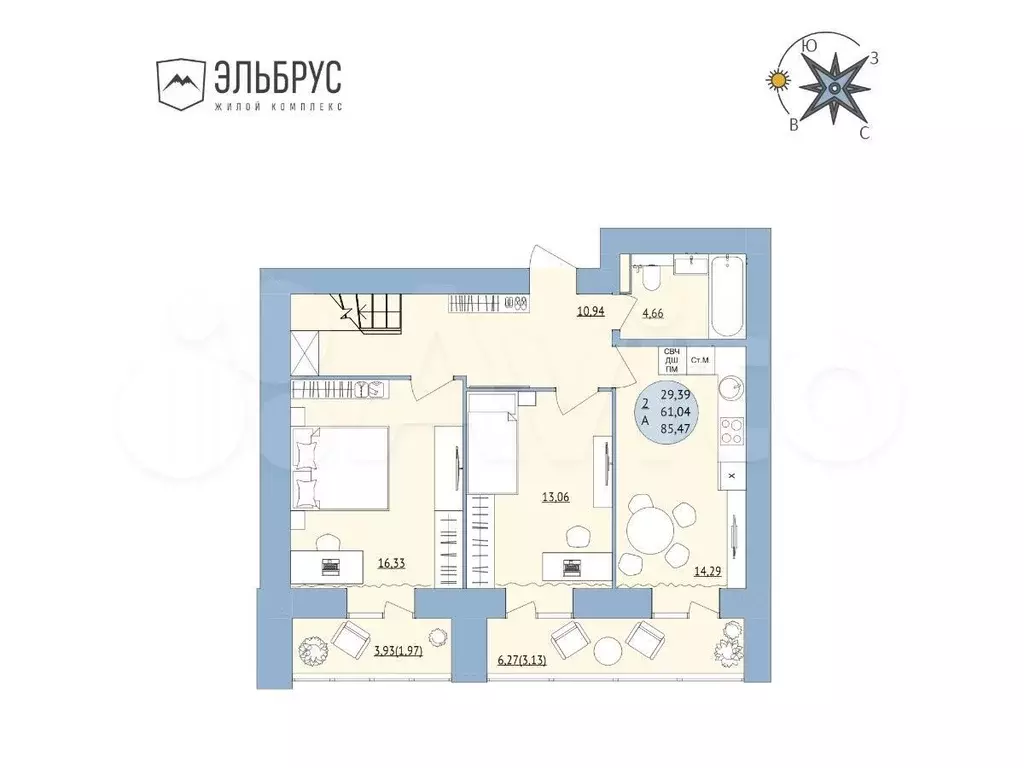 2-к. квартира, 85,5 м, 18/20 эт. - Фото 0