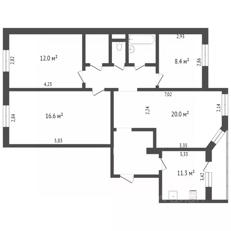 4-к кв. Ханты-Мансийский АО, Сургут Пролетарский просп., 1 (85.3 м) - Фото 1