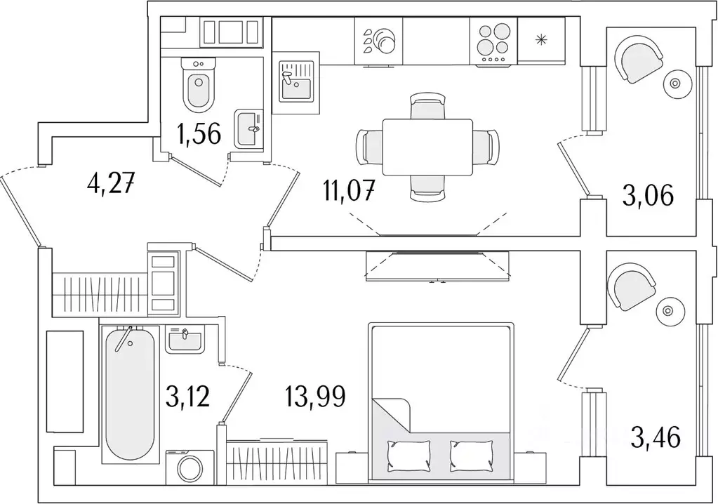1-к кв. Санкт-Петербург ул. Фучика, 12к2Г1 (37.27 м) - Фото 0
