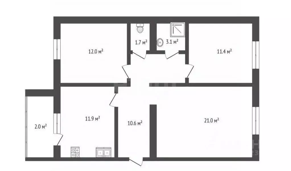 3-к кв. Башкортостан, Стерлитамак ул. Строителей, 2 (71.7 м) - Фото 2