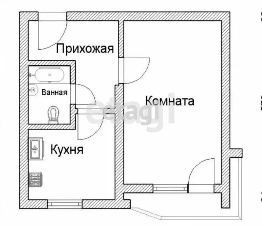 1-комнатная квартира: Ишимбай, улица Губкина, 45 (27.8 м) - Фото 1