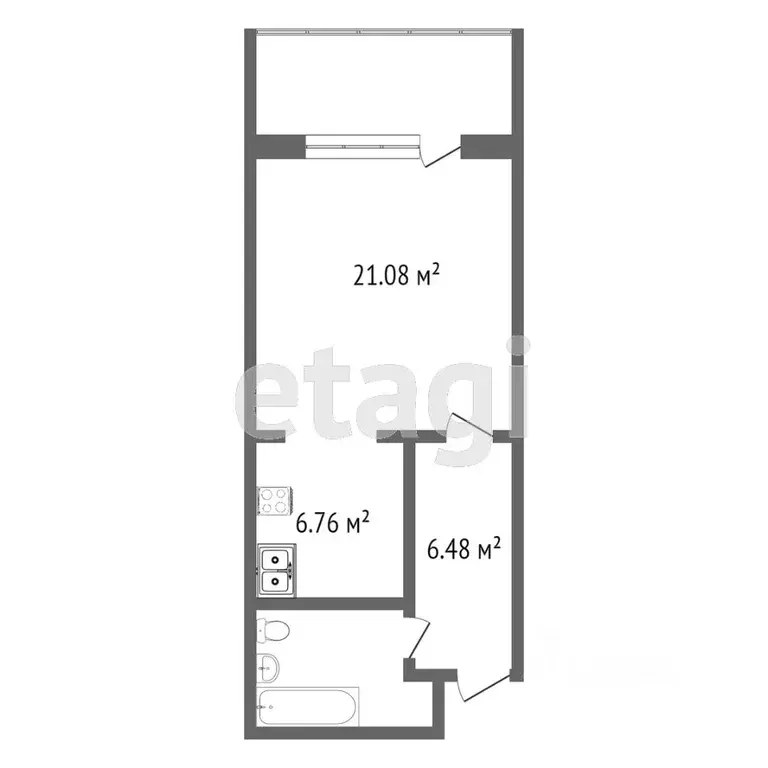 Студия Тюменская область, Тюмень Харьковская ул., 59/5 (41.0 м) - Фото 1