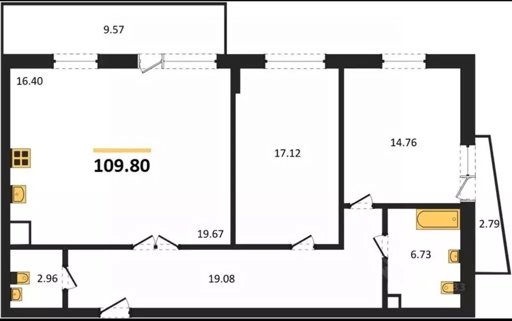 3-к кв. Самарская область, Самара проезд 4-й, 8А (109.8 м) - Фото 2