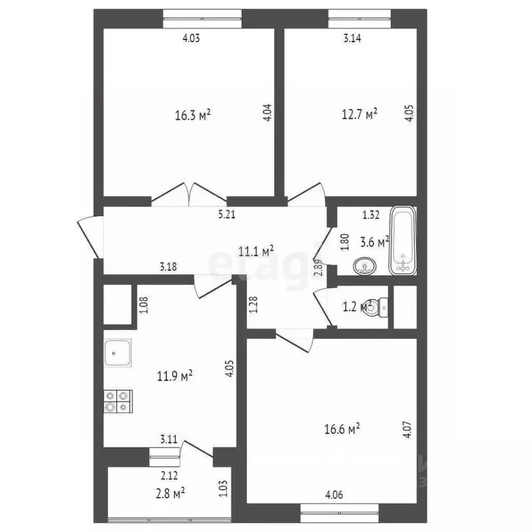 3-к кв. Ростовская область, Ростов-на-Дону ул. Жданова, 1/5 (72.3 м) - Фото 1